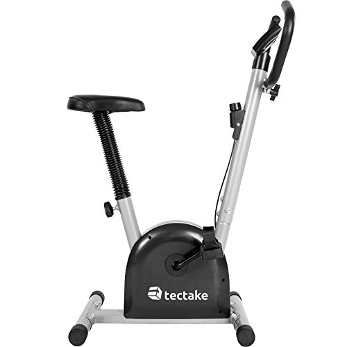 TecTake 401077 Bicicleta Estática con Consola, Asiento Ajustable en Altura, Entrenamiento Musculación, Fitness Deporte, Pantalla de LCD, Carga Máxima 100 kg