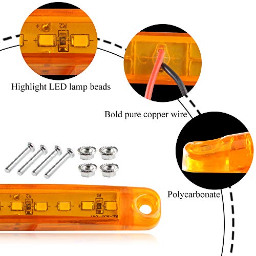 Teguangmei 10Pcs LED Luces de Posición Lateral 12-24V Amarillo de Posición Lateral 3,9'' Luz de Advertencia,Utilizada Para Luces de Posición Delanteras y Traseras de Camión Remolque, Camión, Caravana