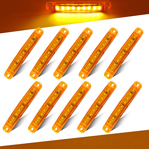Teguangmei 10Pcs LED Luces de Posición Lateral 12-24V Amarillo de Posición Lateral 3,9'' Luz de Advertencia,Utilizada Para Luces de Posición Delanteras y Traseras de Camión Remolque, Camión, Caravana