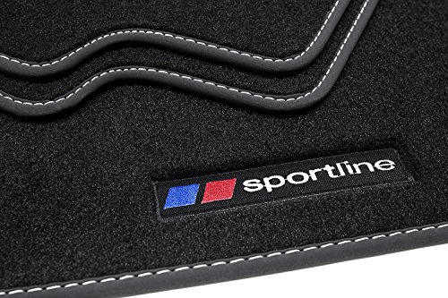 teileplus24 F672 Alfombras de Goma Sportline Design para BMW 2 Series F45 Active Tourer 2014-, Costura:Plata