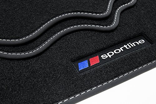 teileplus24 F672 Alfombras de Goma Sportline Design para BMW 2 Series F45 Active Tourer 2014-, Costura:Plata