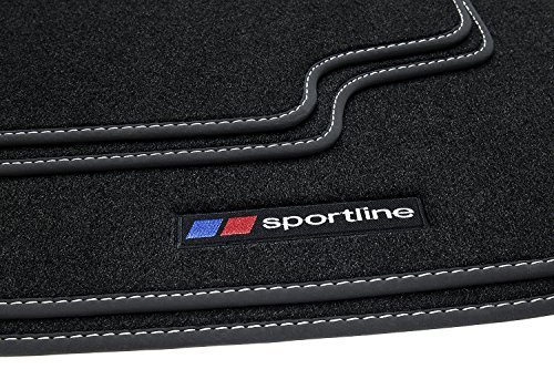 teileplus24 F672 Alfombras de Goma Sportline Design para BMW 2 Series F45 Active Tourer 2014-, Costura:Plata