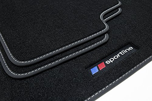 teileplus24 F672 Alfombras de Goma Sportline Design para BMW 2 Series F45 Active Tourer 2014-, Costura:Plata