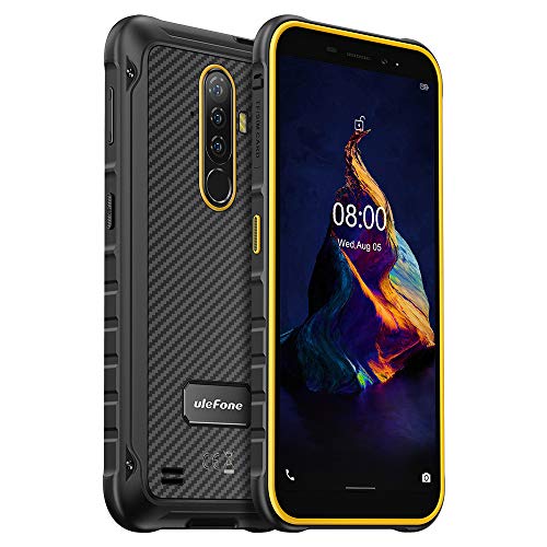 Teléfono Resistente Ulefone Armor X8, Android 10 Móvil IP68 Antigolpes, 4GB+64GB, 256GB SD Externa, 13MP Triple Cámara Subacuática, Batería 5080mAh, Huella Digital NFC GPS, Pantalla HD+ 5.7" Naranja