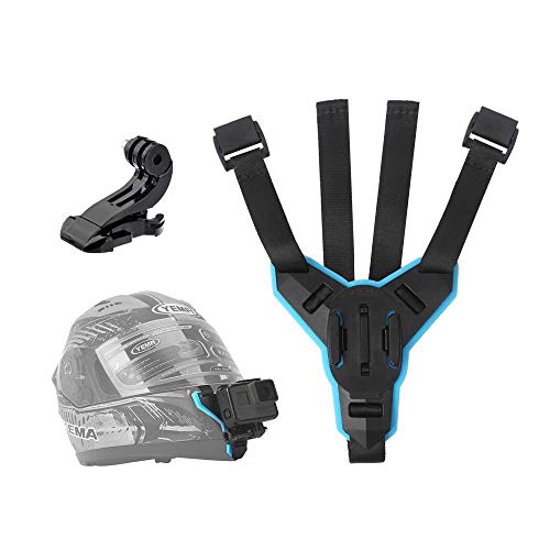 TELESIN Montura Correas de Casco, Soporte Fijacion Moto Frente Barbilla Montaje + J Gancho para GoPro Hero 2018/7/6/5/4/3, Xiaomi YI 4K LITE, SJCAM, AKASO, Campark, Victure, Crosstour, Apeman