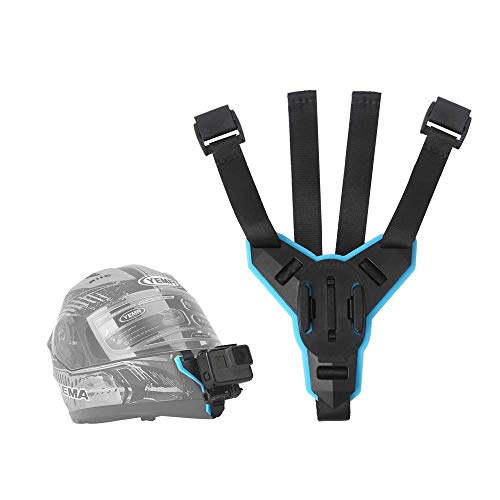 TELESIN - Soporte para casco de motocicleta para GoPro Hero 2018/6/5/4/3, Session, SJCAM, AKASO, Campark, Polaroid, YI Action Camera Casco de montaje curvado (correa para casco de motocicleta)