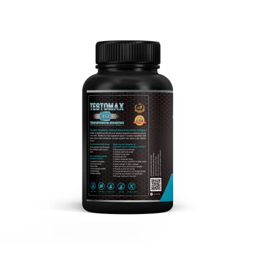 Testosterona | Potente booster de testosterona pura | Con maca andina y taurina | Potenciador sexual | Aumenta la masa muscular, el rendimiento y la libido sexual | Acción quemagrasas | 120 cápsulas