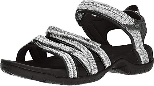 Teva Tira, Sandalias de Punta Descubierta Mujer, Negro (Black/White Multi Bwml), 36 EU