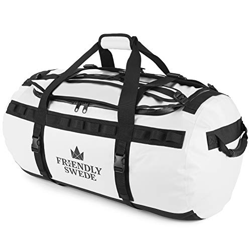 The Friendly Swede Duffel Bolsa de Viaje y Deporte Convertible en Mochila - Duffle Bag (Capacidad: 30l/ 60l/ 90l) (90L Blanco)
