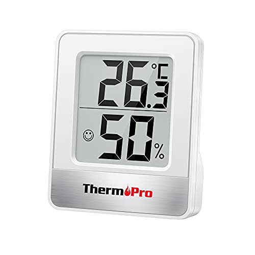 ThermoPro TP49 Mini Termómetro Higrómetro Digital Termohigrómetro de Interior Medidor de Temperatura y Humedad para Medir Ambiente del Hogar, Blanco