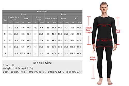 Ticioeke Termicas Hombre ​Manga Larga Pack de 2-Ropa Interior Térmica Hombre Deportivas,Camiseta Térmica Hombres Manga Larga Pantalones Largos, Funcional Conjuntos Térmica para Esquí, Montaña,Ciclismo