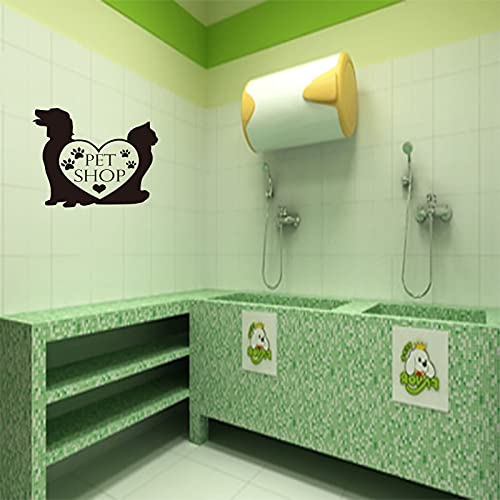 Tienda de mascotas etiqueta de la pared de vinilo perro gato pata corazón papel pintado tienda de mascotas mural etiqueta de la pared arte casa decoración del hogar A6 30x33 cm