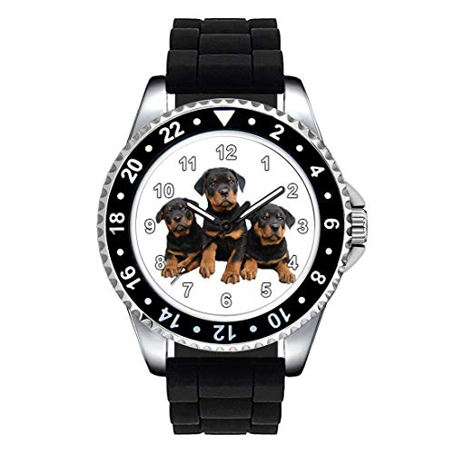 Timest - Rottweiler - Unisex Reloj con Correa de Silicona Negro Analógico Cuarzo CSE031SB