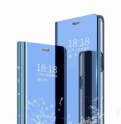 TingYR Funda para Huawei P Smart 2021 Carcasa, Espejo Funda Flip Inteligente Mirror Caso, Soporte Plegable, Case Cover Funda para Huawei P Smart 2021.(Azul)