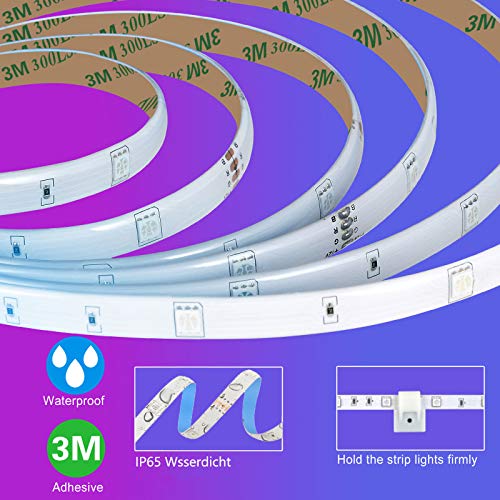 Tiras LED de 6M con Controlador Bluetooth, Sincronización Musical, Cambio de Color, Control Remoto de 40 Teclas, Micrófono Incorporado, Luz LED RGB 5050 Controlada por Teléfono, Impermeables
