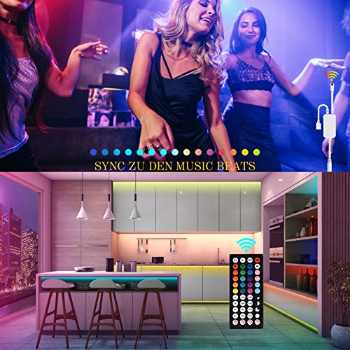 Tiras LED de 6M con Controlador Bluetooth, Sincronización Musical, Cambio de Color, Control Remoto de 40 Teclas, Micrófono Incorporado, Luz LED RGB 5050 Controlada por Teléfono, Impermeables