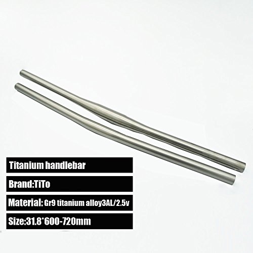 TiTo MTB - Manillar plano de titanio para bicicleta (25,4/31,8 mm x 680/700/720/740 mm)