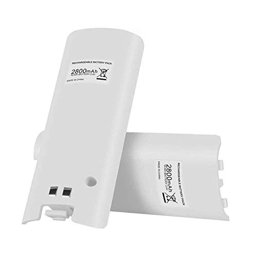 TKOOFN 2 x Baterías AA Recargables para Control Remoto de Nin-tendo Wii, Baterías de Ultra Alta Capacidad Reemplazo (2 Piezas, Blanco)