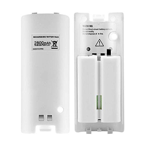 TKOOFN 2 x Baterías AA Recargables para Control Remoto de Nin-tendo Wii, Baterías de Ultra Alta Capacidad Reemplazo (2 Piezas, Blanco)