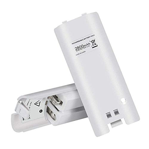 TKOOFN 2 x Baterías AA Recargables para Control Remoto de Nin-tendo Wii, Baterías de Ultra Alta Capacidad Reemplazo (2 Piezas, Blanco)
