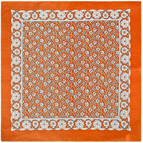 Tobeni 548 Bandana Head- Pañuelos para el Cuello de Tela 100% Algodón Unisex Color Cachemir Naranja Tamaño 54 cm x 54 cm