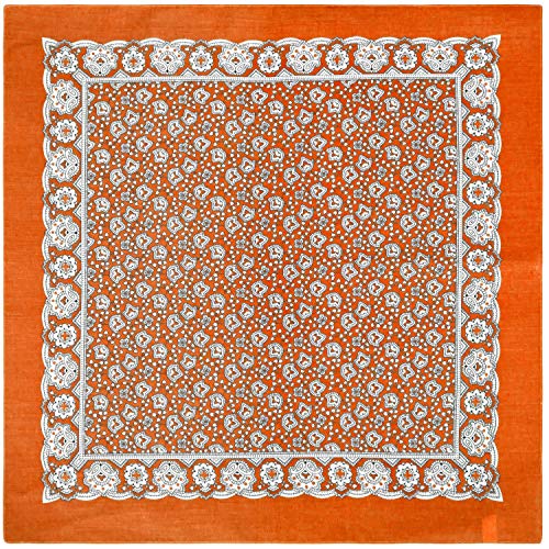 Tobeni 548 Bandana Head- Pañuelos para el Cuello de Tela 100% Algodón Unisex Color Cachemir Naranja Tamaño 54 cm x 54 cm