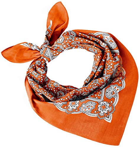 Tobeni 548 Bandana Head- Pañuelos para el Cuello de Tela 100% Algodón Unisex Color Cachemir Naranja Tamaño 54 cm x 54 cm