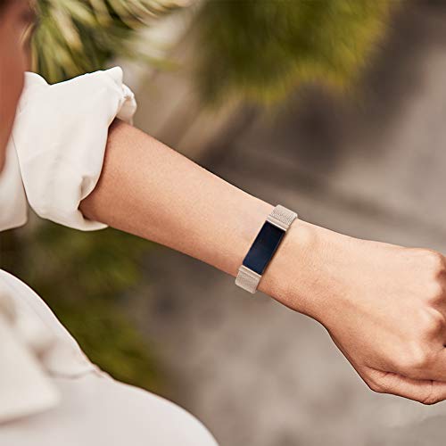 Tobheo Compatible para Fitbit Inspire HR Correa/Inspire Correas/Inspire 2 Pulsera/Ace 2 Band Recambio Accesorios Champán(sin Reloj),S