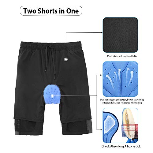 TOM SHOO Pantalones Cortos de MTB, Pantalones Cortos de Ciclismo para Hombre con Acolchados en 3D y 21 Bolsillos para Deporte al Aire Libre y Ciclismo