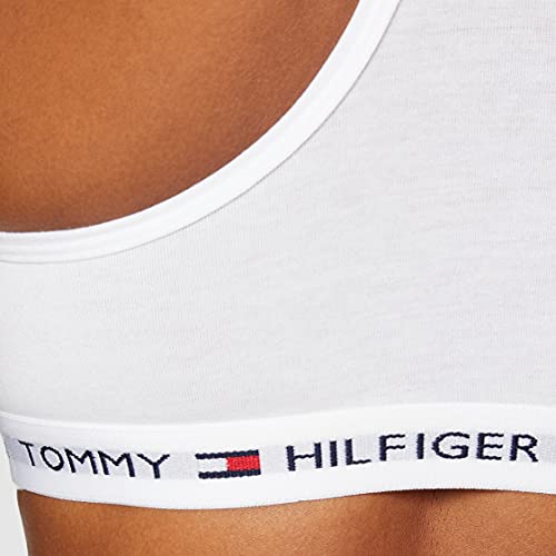 Tommy Hilfiger Bralette Sujetador Deportivo, Blanco (White 100), 34 (Talla del Fabricante: XS) para Mujer