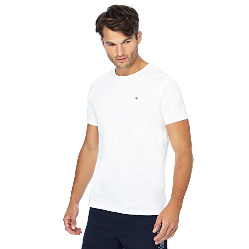 Tommy Hilfiger Cotton cn tee SS Icon Camiseta, Classic White 100, XL para Hombre
