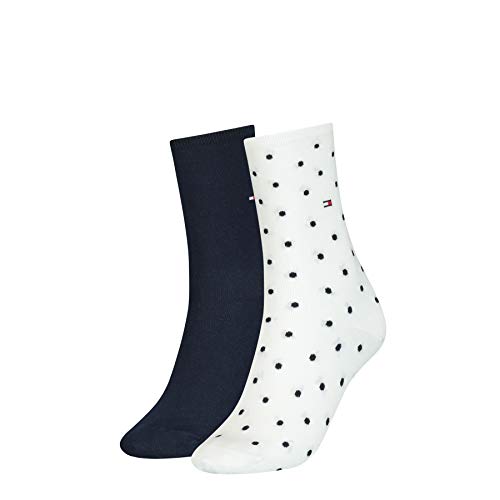 Tommy Hilfiger Dot Women's Socks (2 Pack) Calcetines, Blanco (Off White), 35-38 EU (Pack de 2) Unisex Niños
