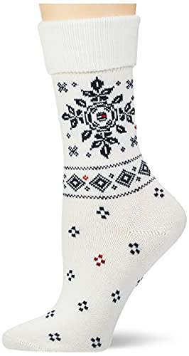 Tommy Hilfiger Folk Women's Boot Sock Calcetín clásico, Off White, 39 Regular para Mujer