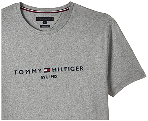 Tommy Hilfiger Logo T-Shirt Camiseta, Gris (Cloud Htr 501), XL para Hombre