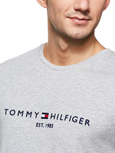 Tommy Hilfiger Logo T-Shirt Camiseta, Gris (Cloud Htr 501), XL para Hombre