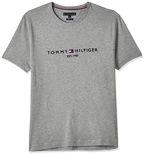 Tommy Hilfiger Logo T-Shirt Camiseta, Gris (Cloud Htr 501), XL para Hombre