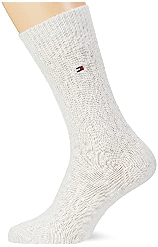 Tommy Hilfiger Wool Cable Men's Sock Calcetín clásico, Off White, 39 Regular para Hombre