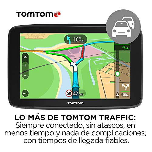 TomTom GPS para coche GO Basic, 5 pulgadas, con tráfico y prueba de radares gracias a TomTom Traffic, mapas de la UE, actualizaciones a través de WiFi, soporte reversible integrado