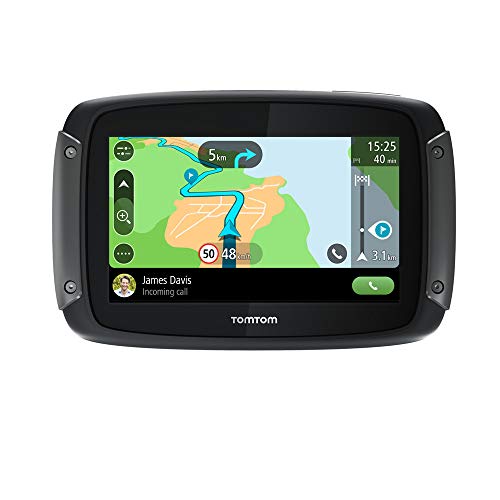 TomTom Rider 50 - GPS para motocicletas (4.3 pulgadas con carreteras montañosas, Wi-Fi, para Siri y Google Now, Traffic y Radares de tráfico para 3 meses, 24 mapas) + TomTom Funda Protectora clásica