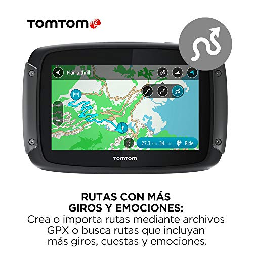 TomTom Rider 500 - GPS para Motocicletas (4.3 Pulgadas con Carreteras montañosas, Wi-Fi, compatible Siri y Google Now, Traffic y radares Tráfico, 49 Mapas) + TomTom Funda Protectora clásica