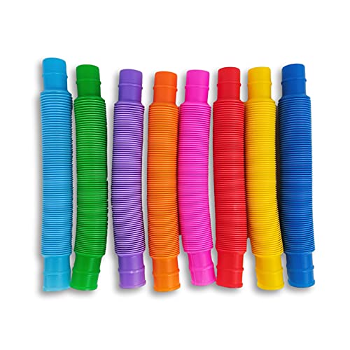 TOOB-X Juguete Sensorial de Tubos Pop. Juguetes antiestrés de Colores, Fidget Pop Multicolor. Tubos extendibles y conectables Entre Ellos. 8 Piezas (Tamaño S)