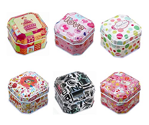 TooGet Elegantes Latas Vacías, Shabby Chic Mini-Cajas para Velas DIY, Almacenamiento en Seco, Especias, Té, Dulces, Regalos para Fiestas, Y Regalos - Color Al Azar(Cuadrado) - 6PCS