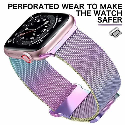 ToouYoor Correa Compatible con Apple Watch 38mm 40mm 41mm 42mm 44mm 45mm, Pulsera de Malla Metálica de Acero Inoxidable para iWatch Series SE 7 6 5 4 3 2 1,Vistoso,42/44/45mm