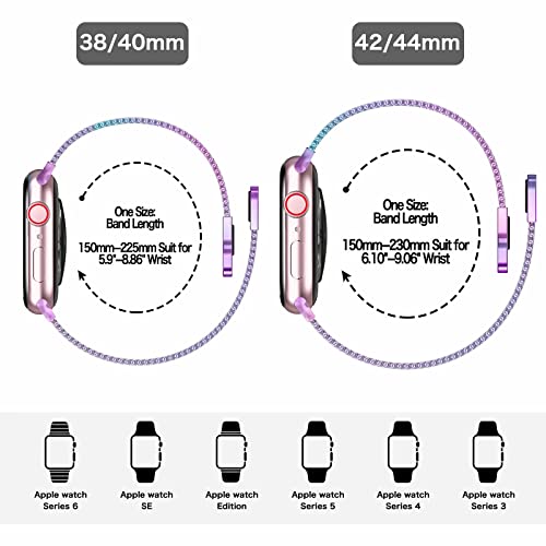 ToouYoor Correa Compatible con Apple Watch 38mm 40mm 41mm 42mm 44mm 45mm, Pulsera de Malla Metálica de Acero Inoxidable para iWatch Series SE 7 6 5 4 3 2 1,Vistoso,42/44/45mm