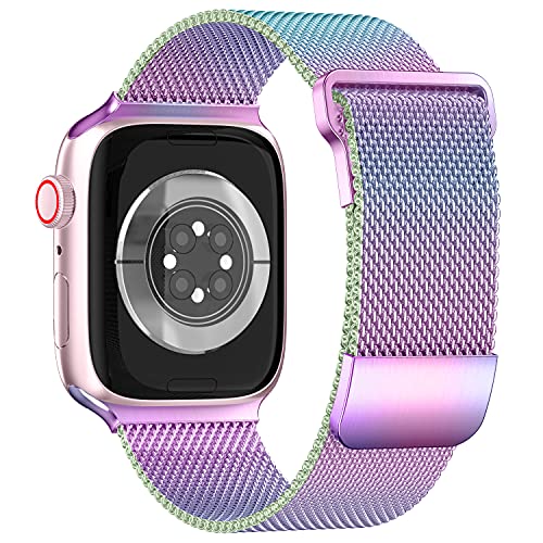 ToouYoor Correa Compatible con Apple Watch 38mm 40mm 41mm 42mm 44mm 45mm, Pulsera de Malla Metálica de Acero Inoxidable para iWatch Series SE 7 6 5 4 3 2 1,Vistoso,42/44/45mm