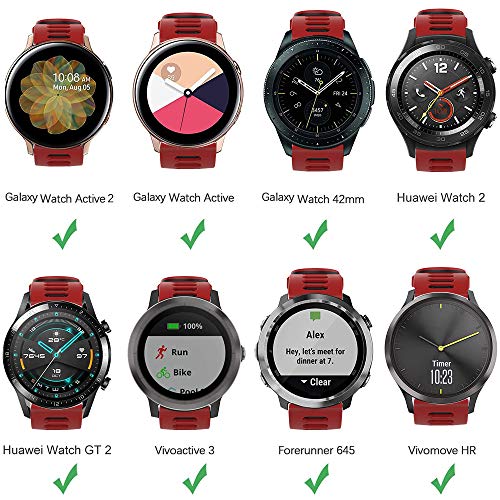 TOPsic 20mm Correa de Reloj para Vivoactive 3/Vivomove HR/Forerunner 645 Music/Forerunner 245/Galaxy Watch Active/Active2 40mm 44mm/42mm/Gear Sport/Gear S2 Classic/Ticwatch 2 Silicona Pulsera