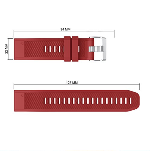 TOPsic Garmin Fenix 5 Banda, Silicona Reemplazo Correa con 2pzs Destornilladores para Garmin Fenix 5/Forunner 935/Fenix 5 Plus/Fenix 6/Fenix 6 Pro, 13.5cm-22.5cm, no Adapta a Fenix 5X, 5s