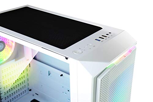 Torre Gaming Nfortec Krater para PC con Cristal Templado y 4 Ventiladores RGB de 120mm incluidos (compatible con placas base de Gigabyte, Asus y MSI) Color Blanco