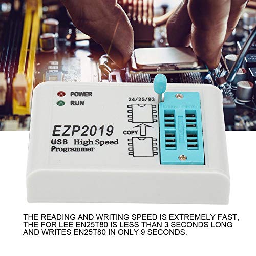 Tosuny USB SPI EZP2019 Programador de Alta Velocidad con Base Probado Soporte para Software de PC y Actualizaciones de firmware, para el Bloque 24 EEPROM, para 25 Flash 93 EEPROM, etc.