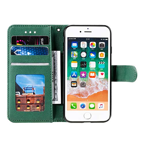 TOUCASA Funda iPhone 8,Carcasa iPhone 7,PU Cuero Slim Case de Estilo Billetera Carcasa TPU Silicona Case Interna Suave [Prismático] [Cierre Magnético] Funda para iPhone 8/7 (4,7 Pulgadas)(Verde)